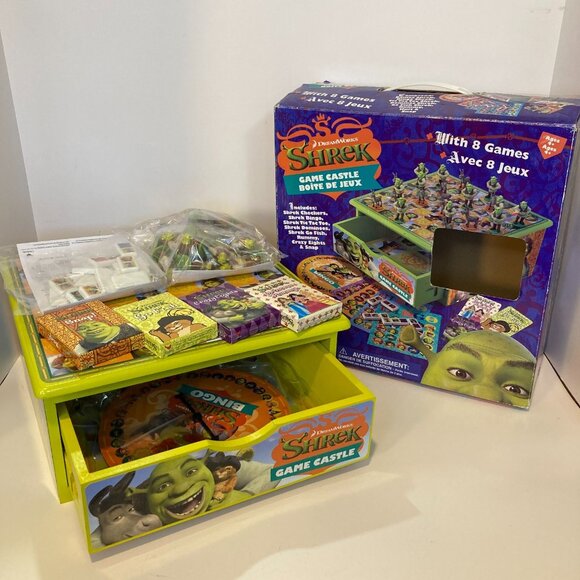 Dreamworks Shrek Game Castle Wooden Board Drawer With 8 Games + Box 2006 - Picture 1 of 16